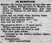 Memoriam poem to John George Benson